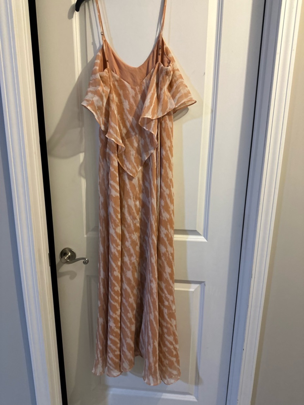BCBGeneration Peach and White Maxi Dress with Ruffle Overlay